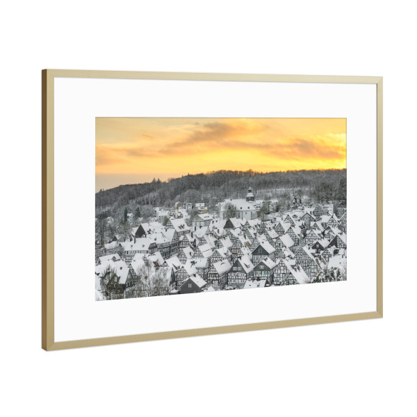 Poster mit Rahmen Gold "Freudenberg Winter" artboxONE - Städte,Reise,Architektur