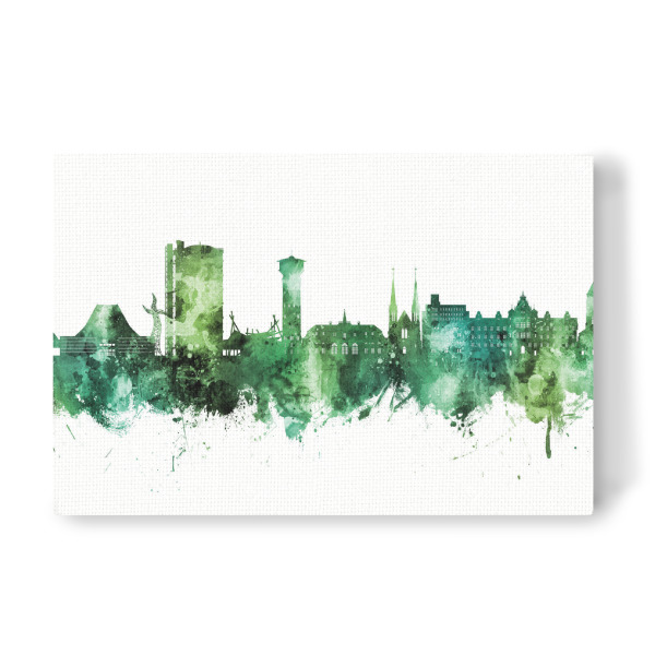 Leinwandbild "Oberhausen Skyline Grün" artboxONE - Städte - Oberhausen,Deutschland,Skyline,Stadtbild,Aquarell,Malerei