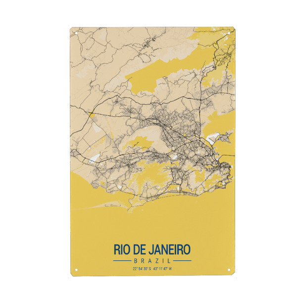 Metall Poster "Rio de Janeiro Stadtplan" artboxONE - Städte / Rio de Janeiro,Kartografie
