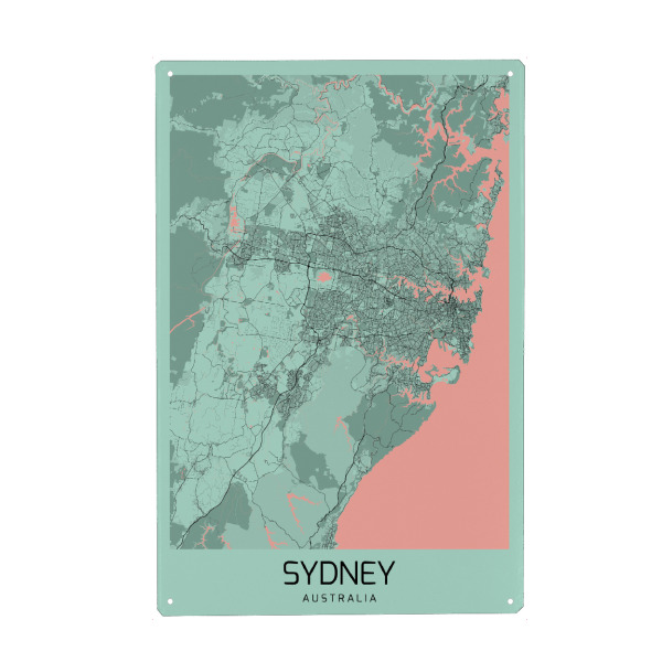Metall Poster "Stadtplan Sydney City" artboxONE - Städte / Sydney,Kartografie