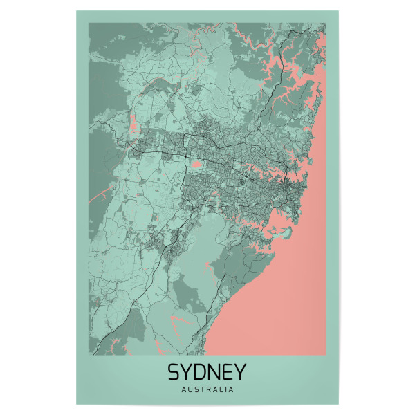 Poster "Stadtplan Sydney City" artboxONE - Städte / Sydney,Kartografie