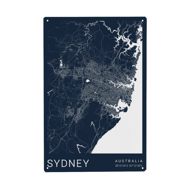 Holzbild "Stadtplan Sydney" artboxONE - Städte / Sydney,Kartografie