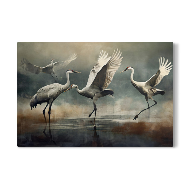 Galerie-Print "Tanzende Kraniche im Wasser" 30x20 cm artboxONE