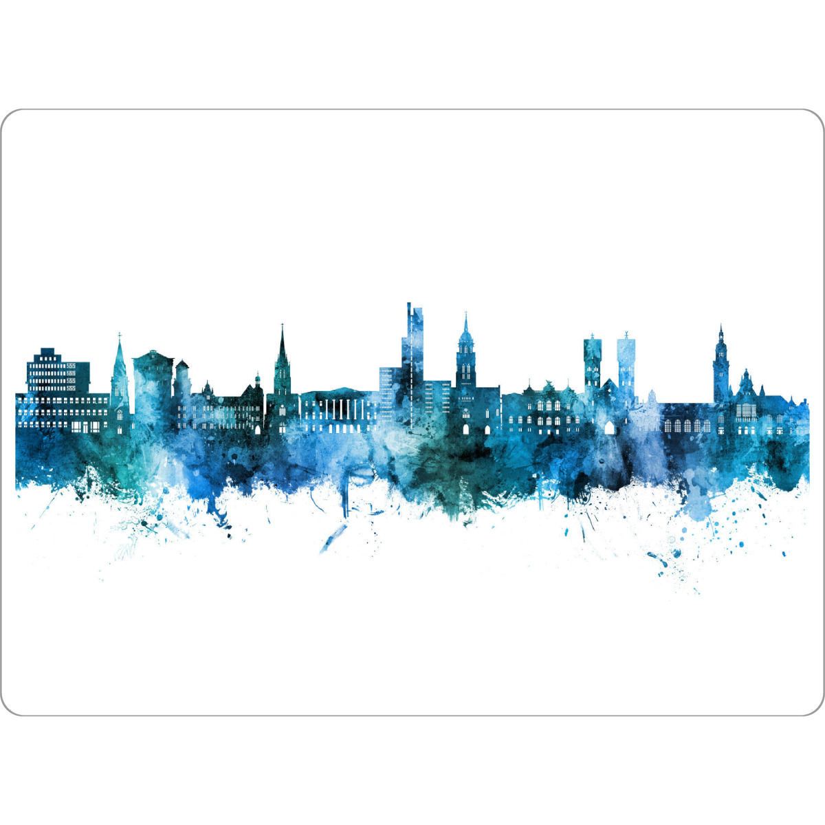 Tischset "Krefeld Deutschland Skyline Blau" artboxONE - Städte - Krefeld,Deutschland,Skyline,Stadtbild,Aquarell,Gemälde - Bild krefeld