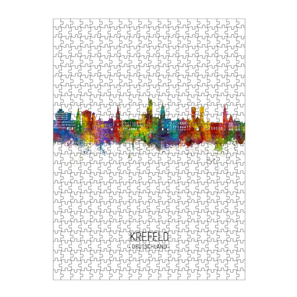 artboxONE Puzzle "Krefeld Skyline Portrait" artboxONE - Städte - Krefeld,Deutschland,Skyline,Stadtbild,Aquarell,Gemälde - Bild krefeld
