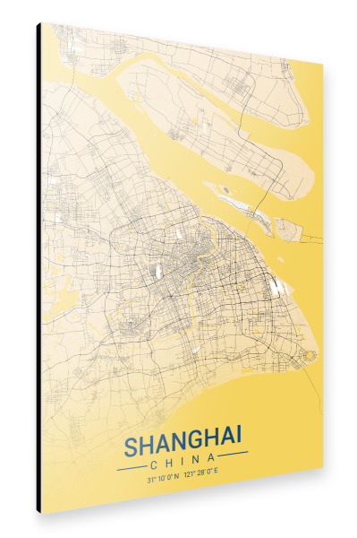 Alu-Dibond "Shanghai Stadtkarte" 30x20 cm artboxONE