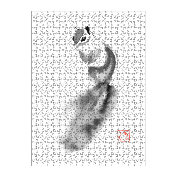 Puzzle Ravensburger "Eichhörnchen SW" artboxONE - Tiere,Schwarzweiß - Eichhörnchen,Sumie,Japan,Schwarzweiß,Tier - Bild eichhörnchen