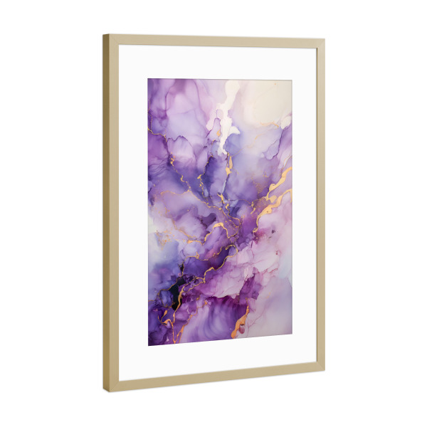 Poster mit Rahmen Gold "Lila Traum" artboxONE - Abstrakt,Ultraviolet,Marmor