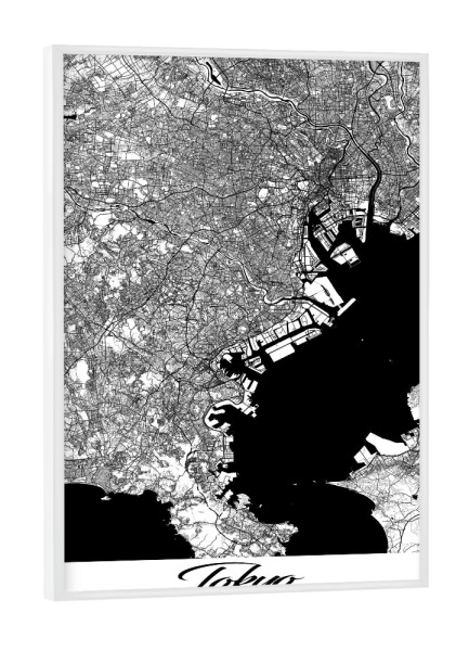Poster mit weißem Rahmen "Tokio City Map" artboxONE - Schwarzweiß,Städte / Tokio