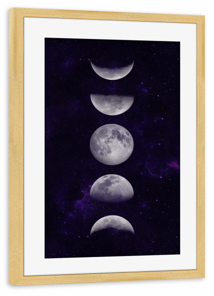 Poster mit Rahmen kiefer "Cosmic Canvas - Moon Phases" artboxONE - Galaxy