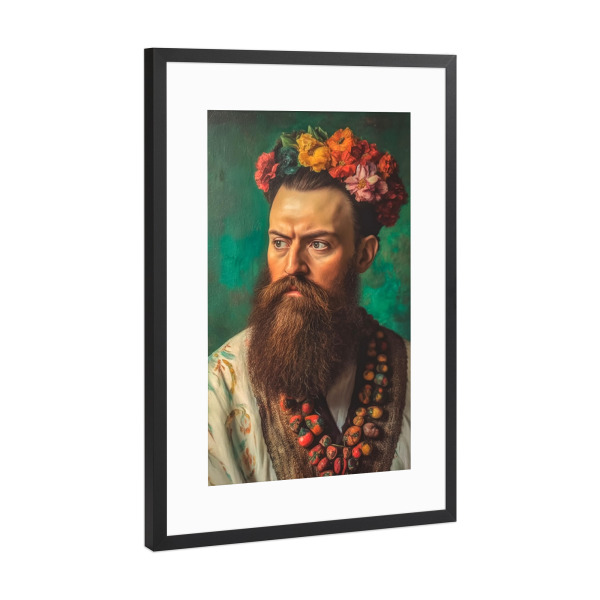 Poster mit Rahmen Schwarz (Metallic) "Portrait Frido" artboxONE - Floral,Menschen,Männer