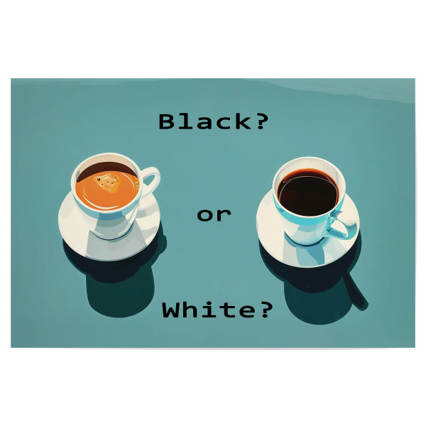 Poster "Black or White" artboxONE - Für Mama,Für Papa - Coffee,Kaffee,Tasse,Frühstück,Morgen,Morgens,Fragen