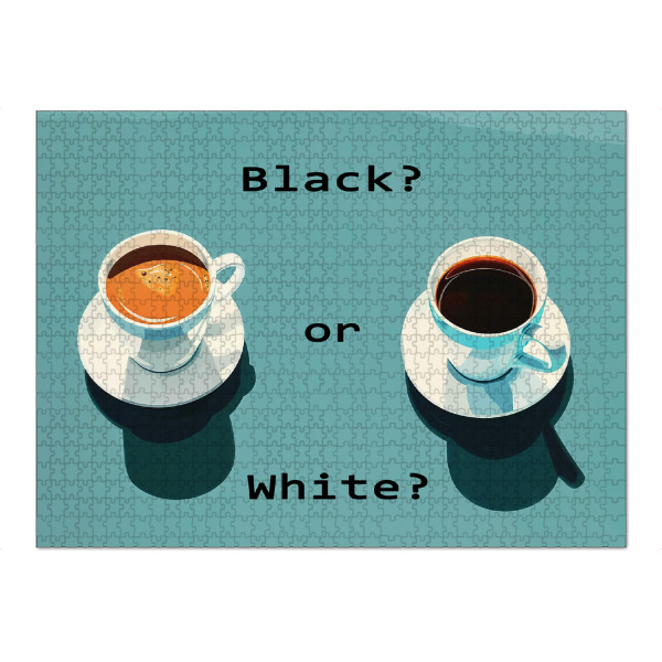 Puzzle Ravensburger "Black or White" artboxONE - Für Mama,Für Papa - Coffee,Kaffee,Tasse,Frühstück,Morgen,Morgens,Fragen - Bild coffee
