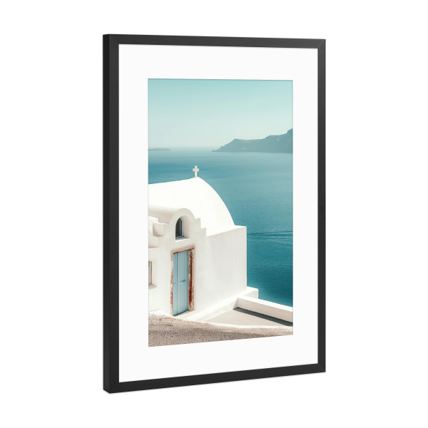 Poster mit Rahmen Schwarz (Metallic) "Ägäische Gelassenheit" artboxONE - Architektur,Reise / Strand und Meer