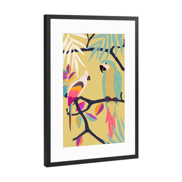 Poster mit Rahmen Schwarz (Metallic) "Zwei Begleiter" artboxONE - Floral,Für Kinder,Tiere