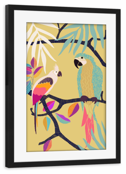Poster mit Rahmen schwarz "Zwei Begleiter" artboxONE - Floral,Für Kinder,Tiere