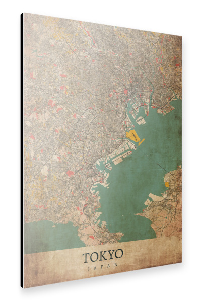 Alu-Dibond "Vintage Map Tokio" 30x20 cm artboxONE