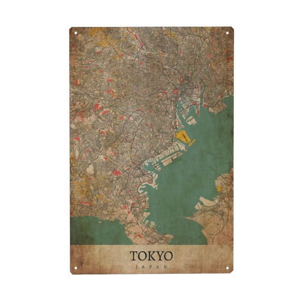 Holzbild "Vintage Map Tokio" artboxONE - Städte / Tokio,Kartografie