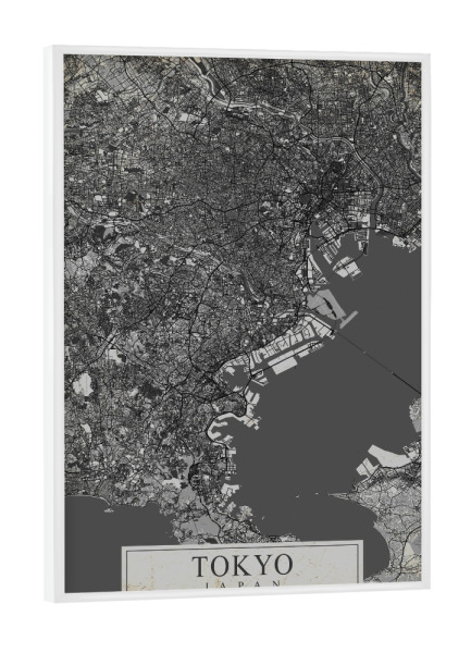 Poster mit weißem Rahmen "Vintage Tokio Map" artboxONE - Städte / Tokio,Kartografie