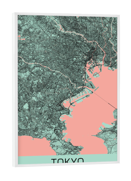 Poster mit weißem Rahmen "Tokio Map Wandbild" artboxONE - Städte / Tokio,Kartografie