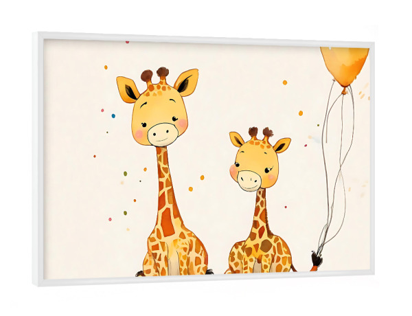 Poster mit weißem Rahmen "Süße Baby Giraffen" artboxONE - Für Kinder,Tiere