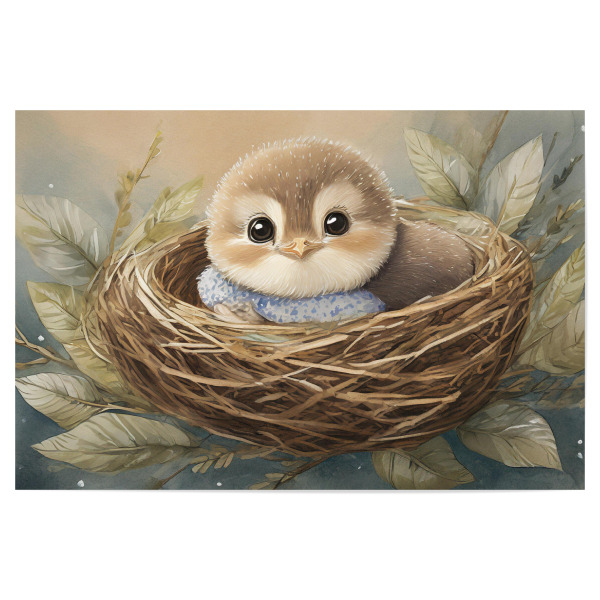 Poster 30x20 cm "Kleines Nesthocker Küken" artboxONE - Für Kinder,Tiere - Vogel,Babyzimmer,Baby,Nest,Natur,Geborgenheit,Kuckuck,Küken