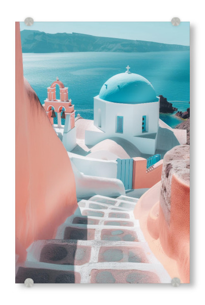 Acrylglasbild "Santorini-Treppe zum Himmel" artboxONE - Architektur,Reise / Strand und Meer,Reise / Länder