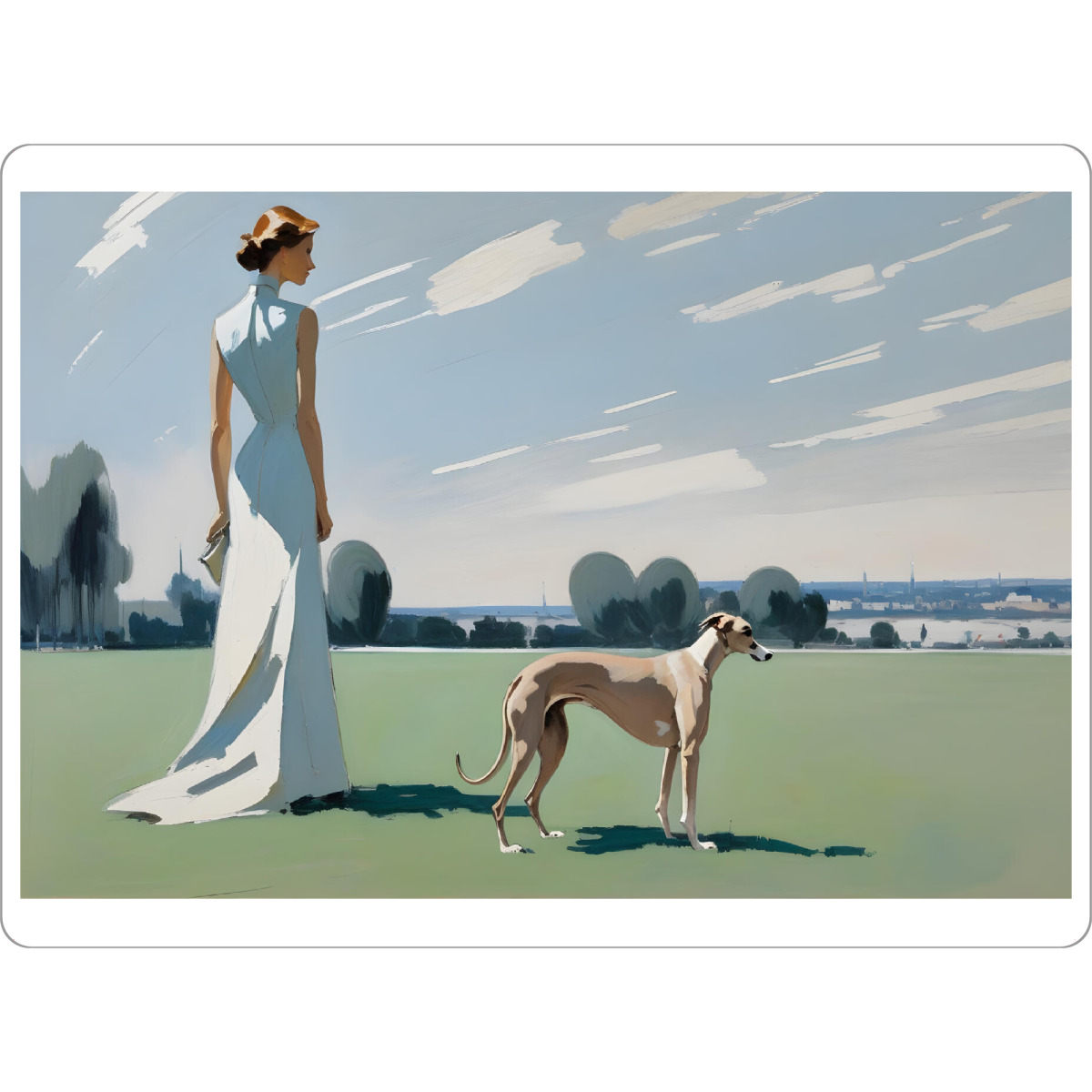 Tischset "1920 Dame mit Windhund im Park" artboxONE - Menschen,Fashion - 1920er,Mode,Windhund,Hund,Park,Elegant,Klassisch,Werbung,Landschaft