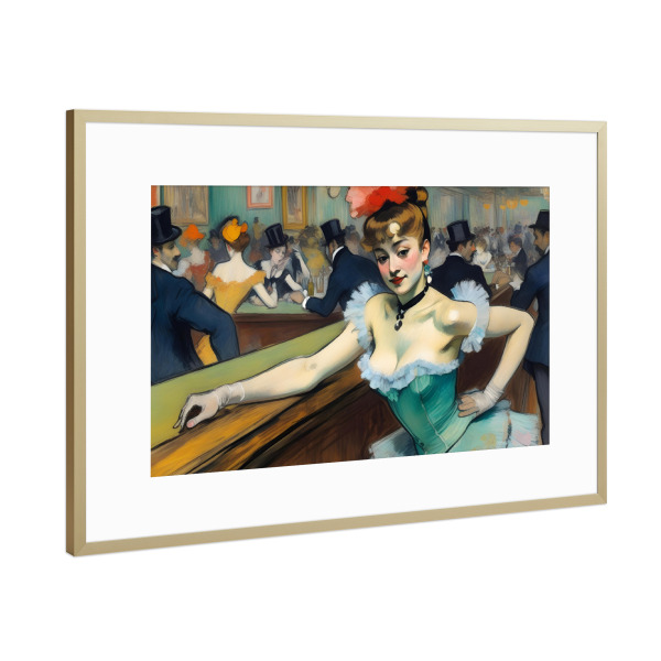 Poster mit Rahmen Gold "Pariser Bar Dame" artboxONE - Menschen,Für Papa