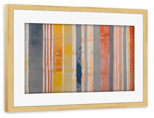 Poster mit Rahmen kiefer "Aquarell City Streifen" artboxONE - Abstrakt - Streifen,Abstrakte kunst,Abstraktion,Aquarell,Minimalistisch,Modern,Kunst