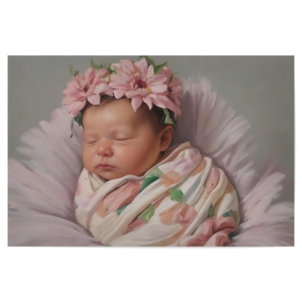 Poster "Rosa Blüten Baby" artboxONE - Menschen,Für Mama - Geburt,Zart,Mädchen,Baby,Babyzimmer,Schlafen