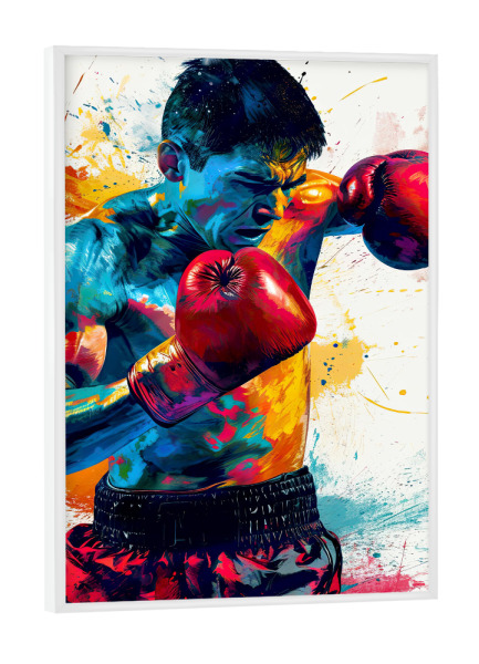 Poster mit weißem Rahmen "Boxsport Kunst D" artboxONE - Menschen,Sport - Box,Boxer,Boxen,Sport,Illustration