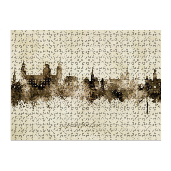 artboxONE Puzzle "Aschaffenburg Skyline Sepia" artboxONE - Städte - Aschaffenburg,Deutschland,Skyline,Stadtbild,Aquarell,Malerei