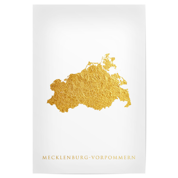 Poster 30x20 cm "Goldkarte Mecklenburg-Vorpommern" artboxONE - Kartografie - Mecklenburg-vorpommern,Deutschland,Karte,Gold