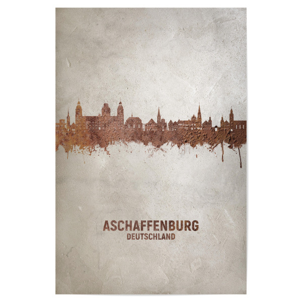 Poster 30x20 cm "Aschaffenburger Skyline Rust" artboxONE - Städte - Aschaffenburg,Deutschland,Skyline,Stadtbild,Aquarell,Malerei