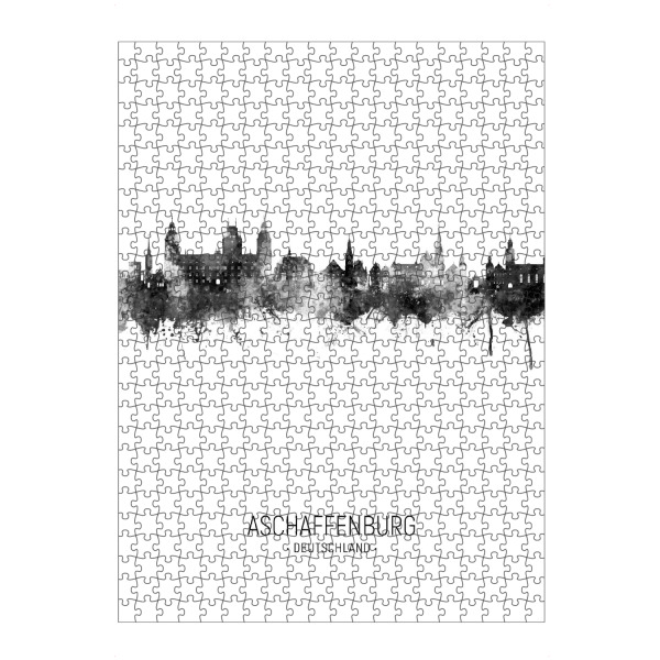 artboxONE Puzzle "Aschaffenburg Skyline BW" artboxONE - Städte - Aschaffenburg,Deutschland,Skyline,Stadtbild,Aquarell,Malerei
