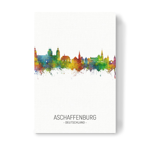 Leinwandbild "Skyline-Portrait Aschaffenburg" artboxONE - Städte - Aschaffenburg,Deutschland,Skyline,Stadtbild,Aquarell,Malerei