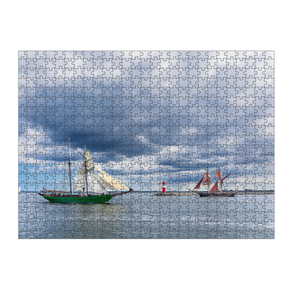 Puzzle Ravensburger "Ostsee mit Mole und Segelschiffen" artboxONE - Natur,Reise,Reise / Strand und Meer