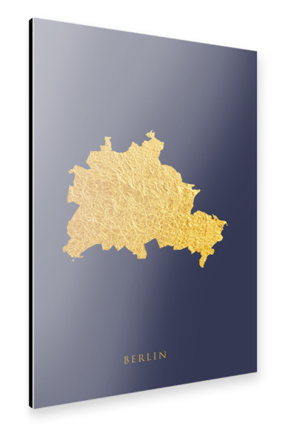 Alu-Dibond "Berlin Goldkarte Blau" 30x20 cm artboxONE