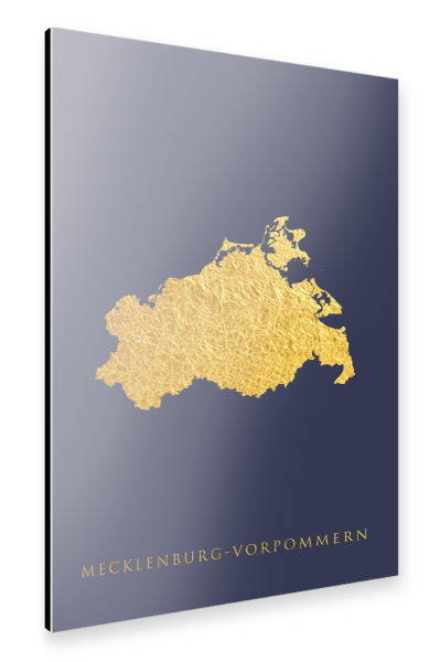Alu-Dibond "Mecklenburg-Vorpommern Karte Blau" 30x20 cm artboxONE