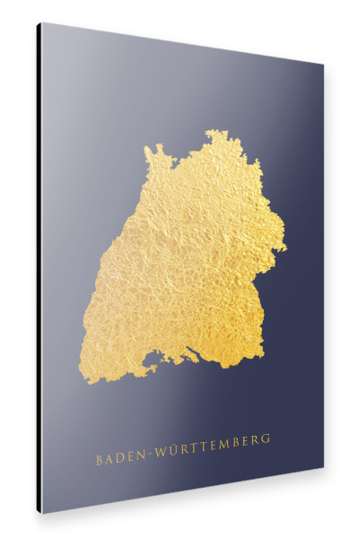 Alu-Dibond "Baden-Württemberg Goldkarte Blau" 30x20 cm artboxONE