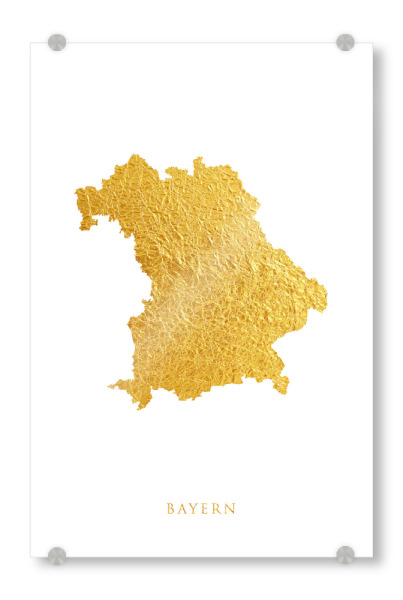 Acrylglasbild "Bayern Gold Karte" artboxONE - Kartografie - Bayern,Deutschland,Karte,Gold