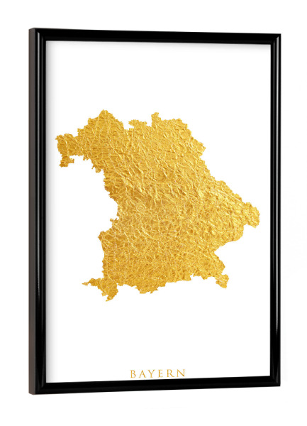 Poster mit schwarzem Rahmen "Bayern Gold Karte" artboxONE - Kartografie - Bayern,Deutschland,Karte,Gold