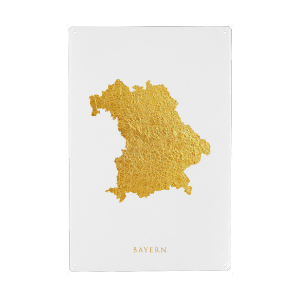 Holzbild "Bayern Gold Karte" artboxONE - Kartografie - Bayern,Deutschland,Karte,Gold
