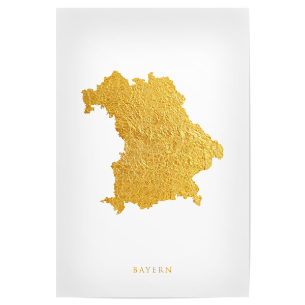 Poster 30x20 cm "Bayern Gold Karte" artboxONE - Kartografie - Bayern,Deutschland,Karte,Gold
