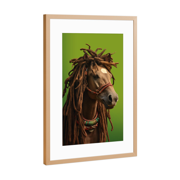 Poster mit Rahmen Kupfer "Rasta-Pferd" artboxONE - Natur,Tiere,Lustig