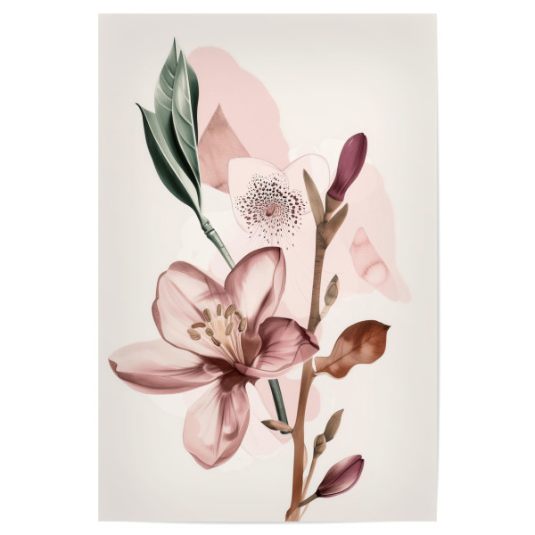 Poster 30x20 cm "Rosa Pflanzen" artboxONE - Natur,Floral,Geometrie