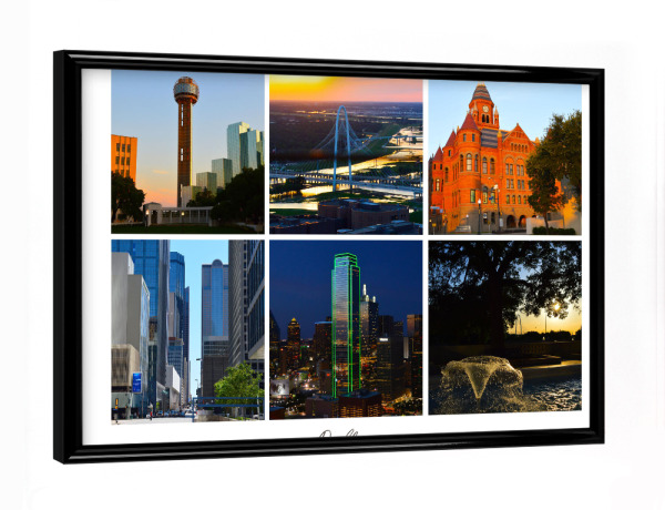 Poster mit schwarzem Rahmen "Dallas Collage" artboxONE - Städte,Reise,Architektur,Reise / Länder,Städte / Weitere