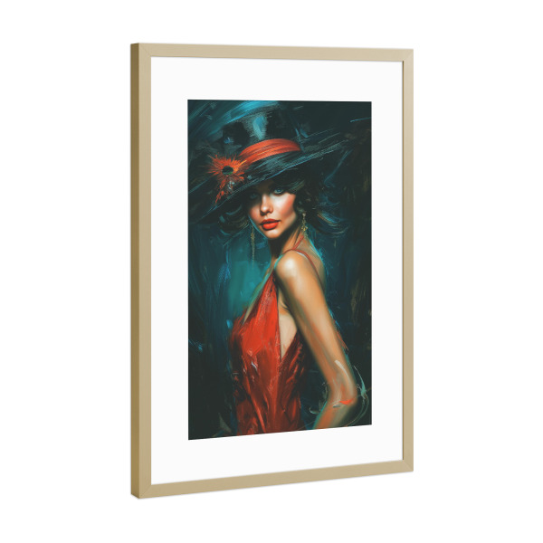 Poster mit Rahmen Gold "Vintage Fashion" artboxONE - Floral,Menschen,Fashion
