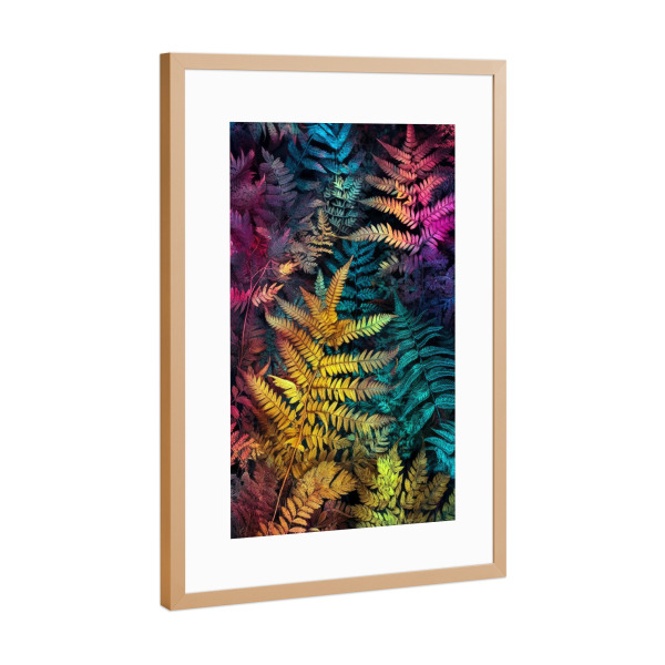 Poster mit Rahmen Kupfer "Farne Naturkunst A" artboxONE - Natur,Floral - Farn,Farne,Flora,Natur,Botanisch,Wald